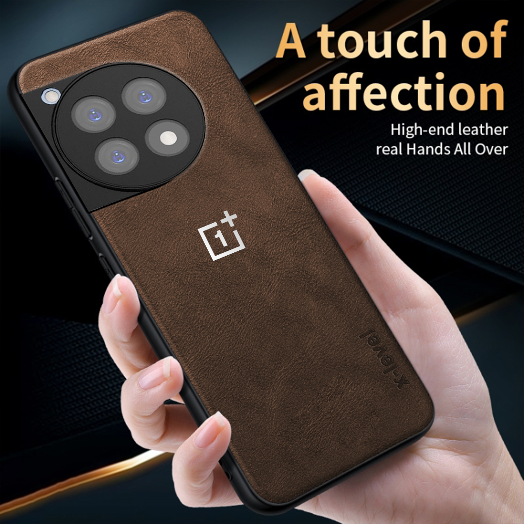 ONEPLUS 12R 5G Business Style PU LEATHER PROTECTIVE BACK CASE WITH CAMERA PROTECTION