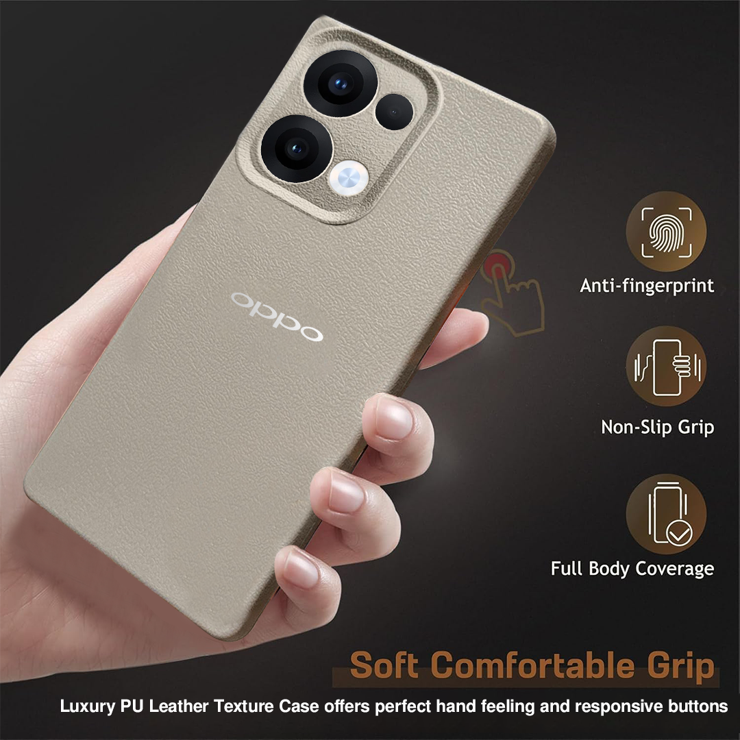 Oppo Reno 13 5G Solid Color Leather Texture Matte Phone Back Case