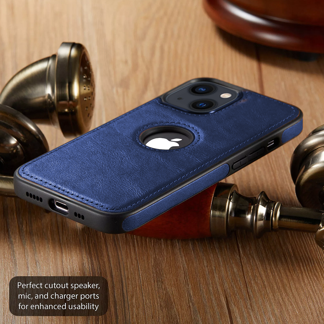 IPHONE 15 5G Drop Protection | Raised Camera Edges Protective Back Leather Case
