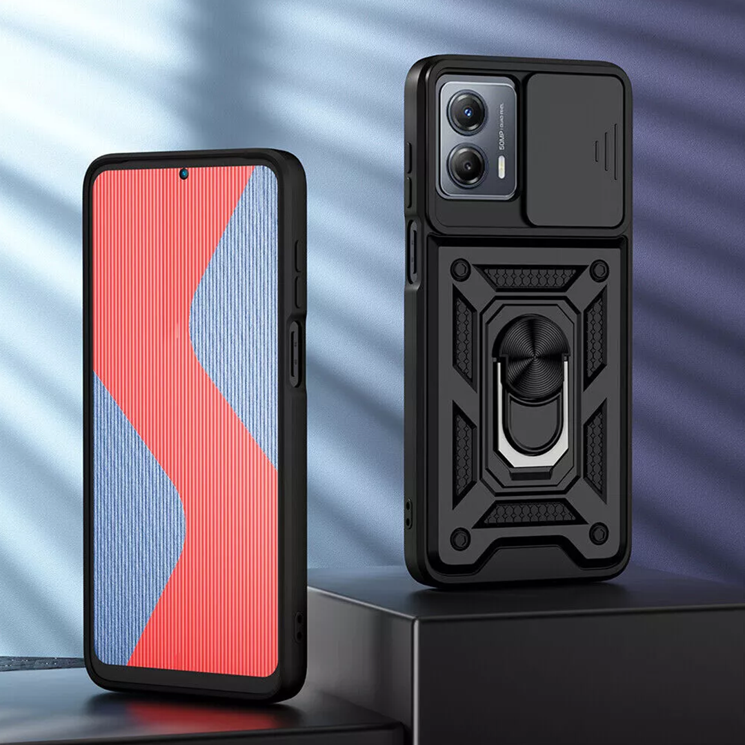 Motorola Edge 50 Fusion 5G Armor Military-grade Case With Sliding Camera Cover & 360 Kickstand