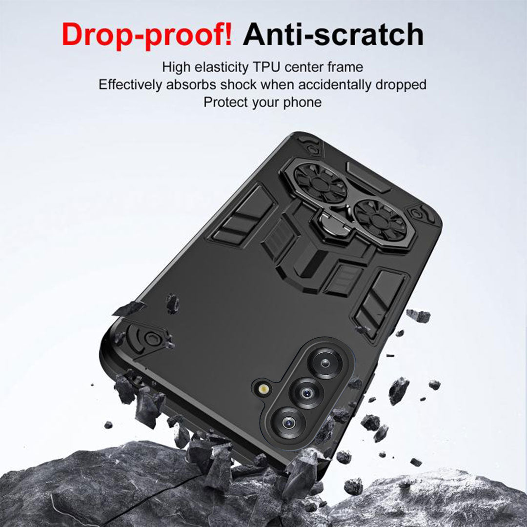Samsung Galaxy A56 5G Armor knight Series Camera Protection 2 in 1 Shockproof Phone Cover with Kickstand