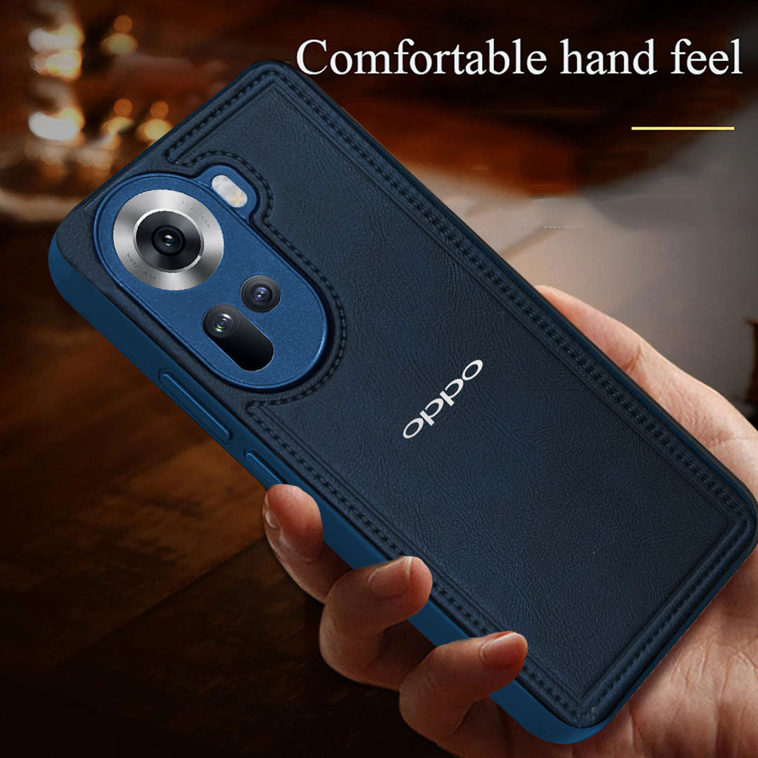OPPO RENO 11 5G Vintage Leather Stitched Protective Back Case