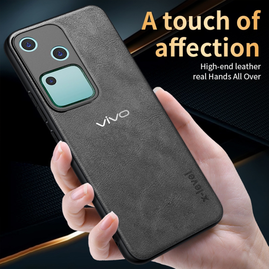 VIVO V30 5G Business Style PU LEATHER PROTECTIVE BACK CASE WITH CAMERA PROTECTION