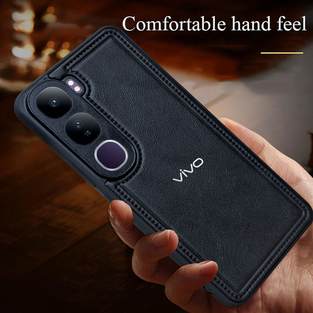 VIVO Y300 5G Vintage Leather Stitched Protective Back Case