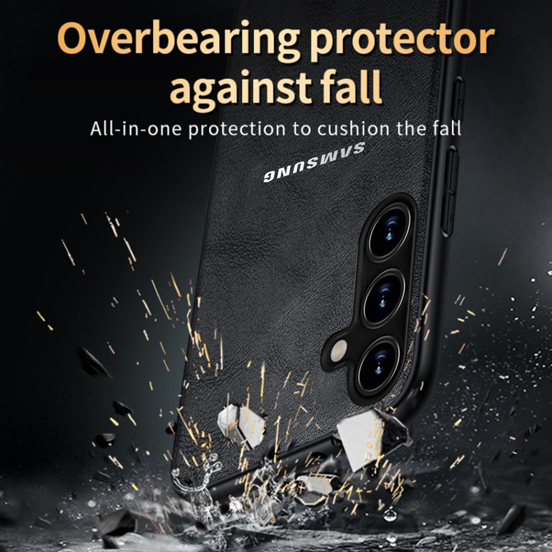 GALAXY S24 FE 5G Business Style PU LEATHER PROTECTIVE BACK CASE WITH CAMERA PROTECTION