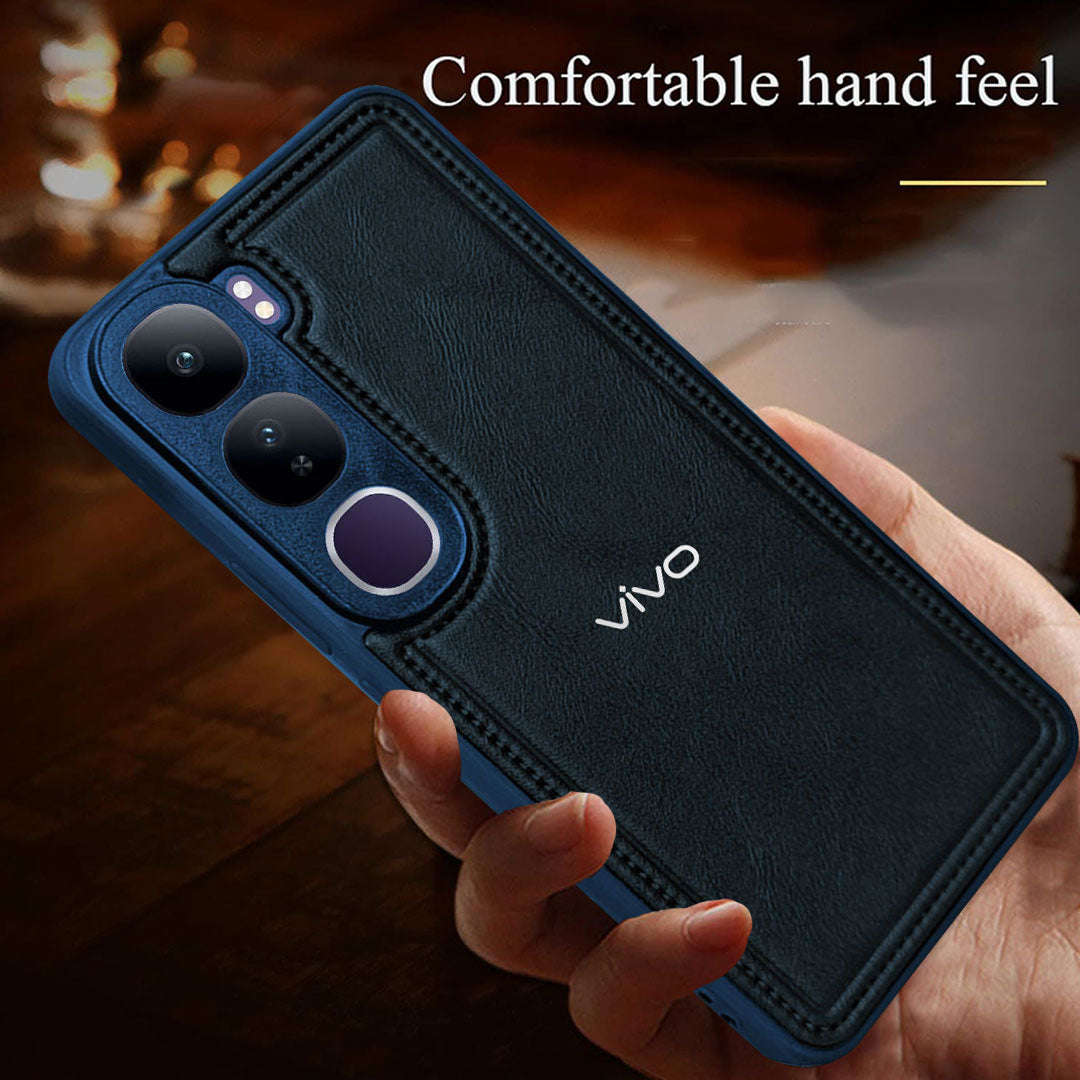VIVO Y300 5G Vintage Leather Stitched Protective Back Case