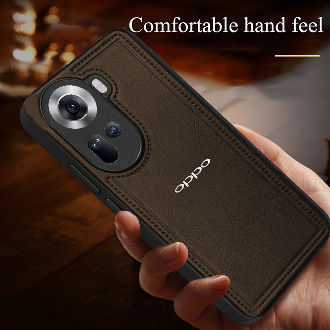 OPPO RENO 11 5G Vintage Leather Stitched Protective Back Case
