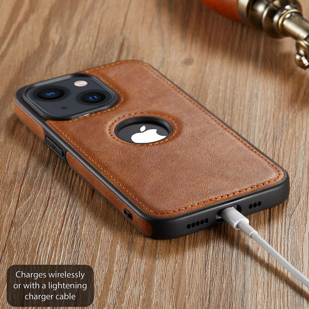 IPHONE 15 5G Drop Protection | Raised Camera Edges Protective Back Leather Case