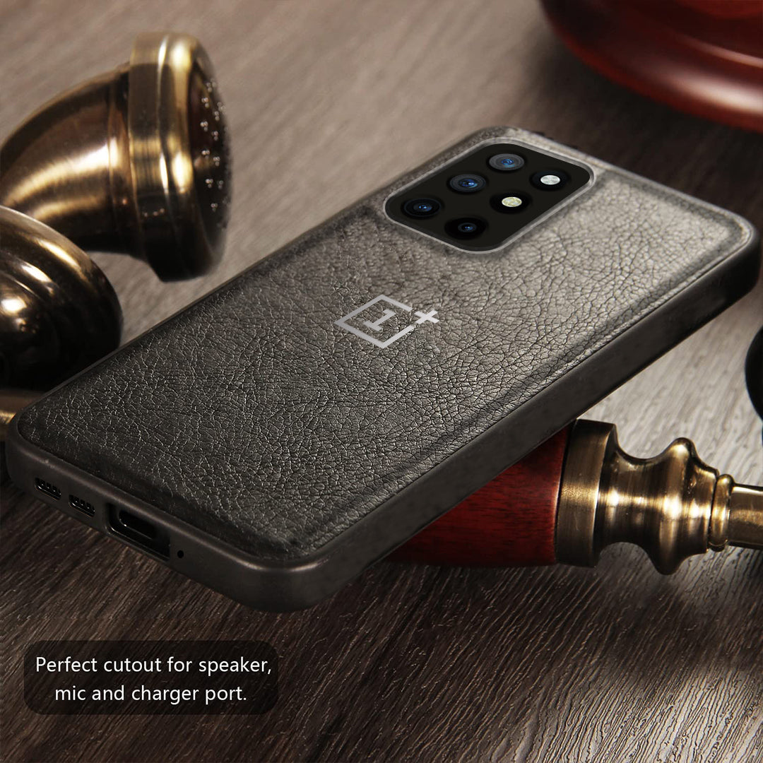 OnePlus 9R 5G VINTAGE PU LEATHER PROTECTIVE BACK CASE-Black