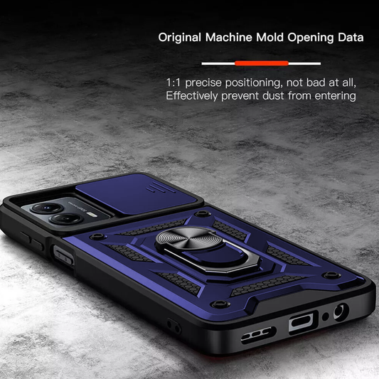 Motorola Edge 50 Fusion 5G Armor Military-grade Case With Sliding Camera Cover & 360 Kickstand