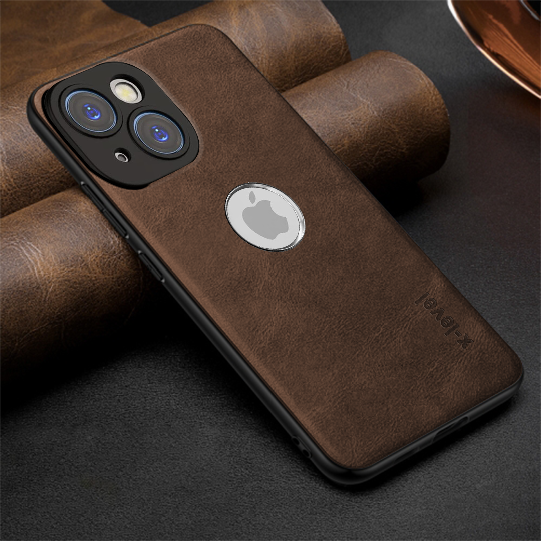 IPHONE 15 5G Business Style PU LEATHER PROTECTIVE BACK CASE WITH CAMERA PROTECTION