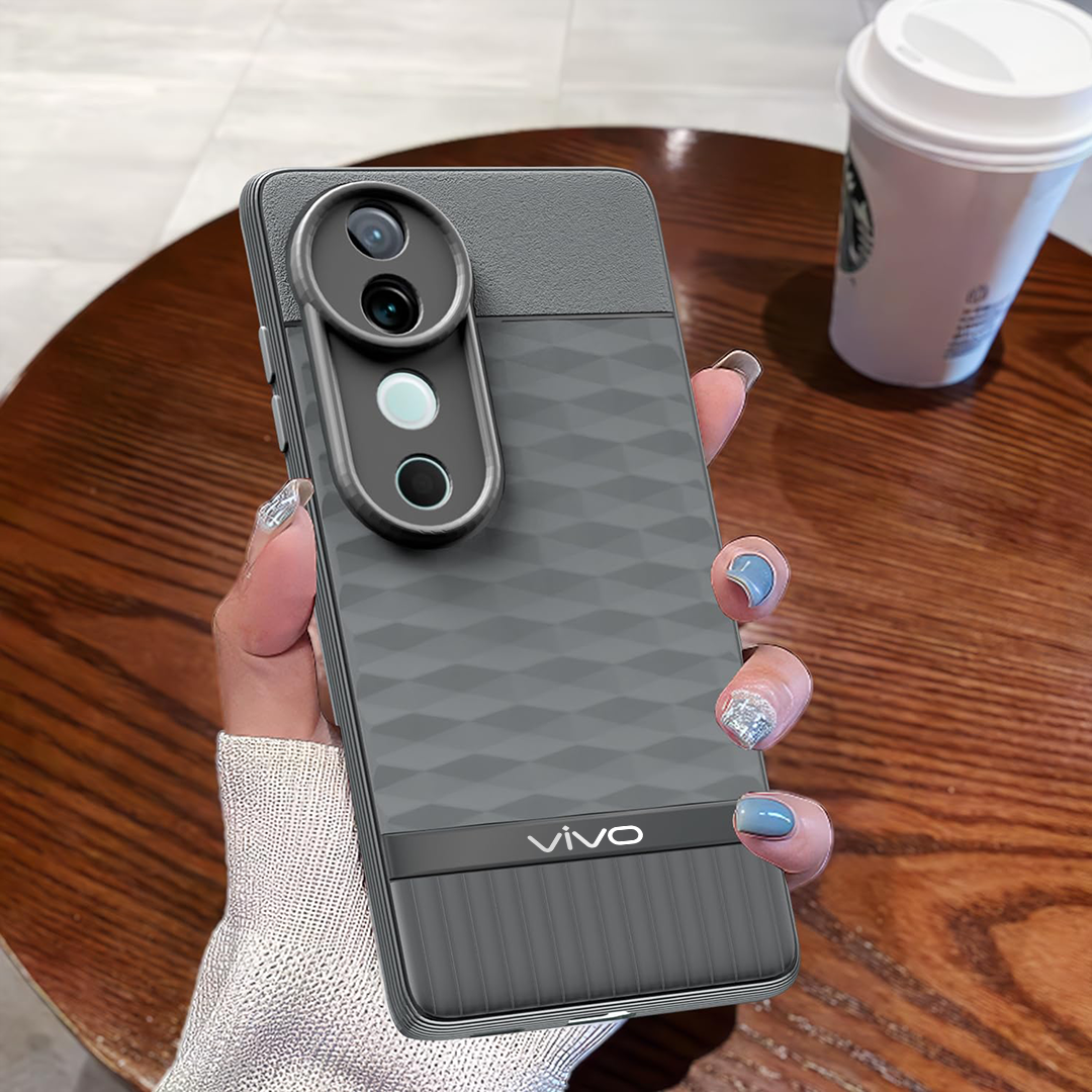 VIVO V40 5G 3D Hexa Cube Design Drop Protection | Camera Protection TPU Back Case