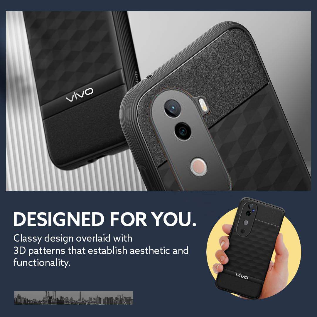 VIVO V40e 5G 3D Hexa Cube Design Drop Protection | Camera Protection TPU Back Case