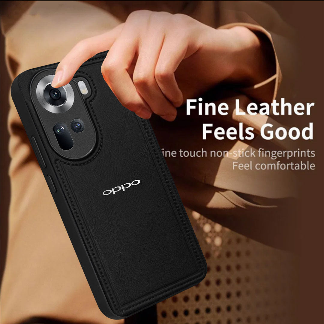 OPPO RENO 11 5G Vintage Leather Stitched Protective Back Case