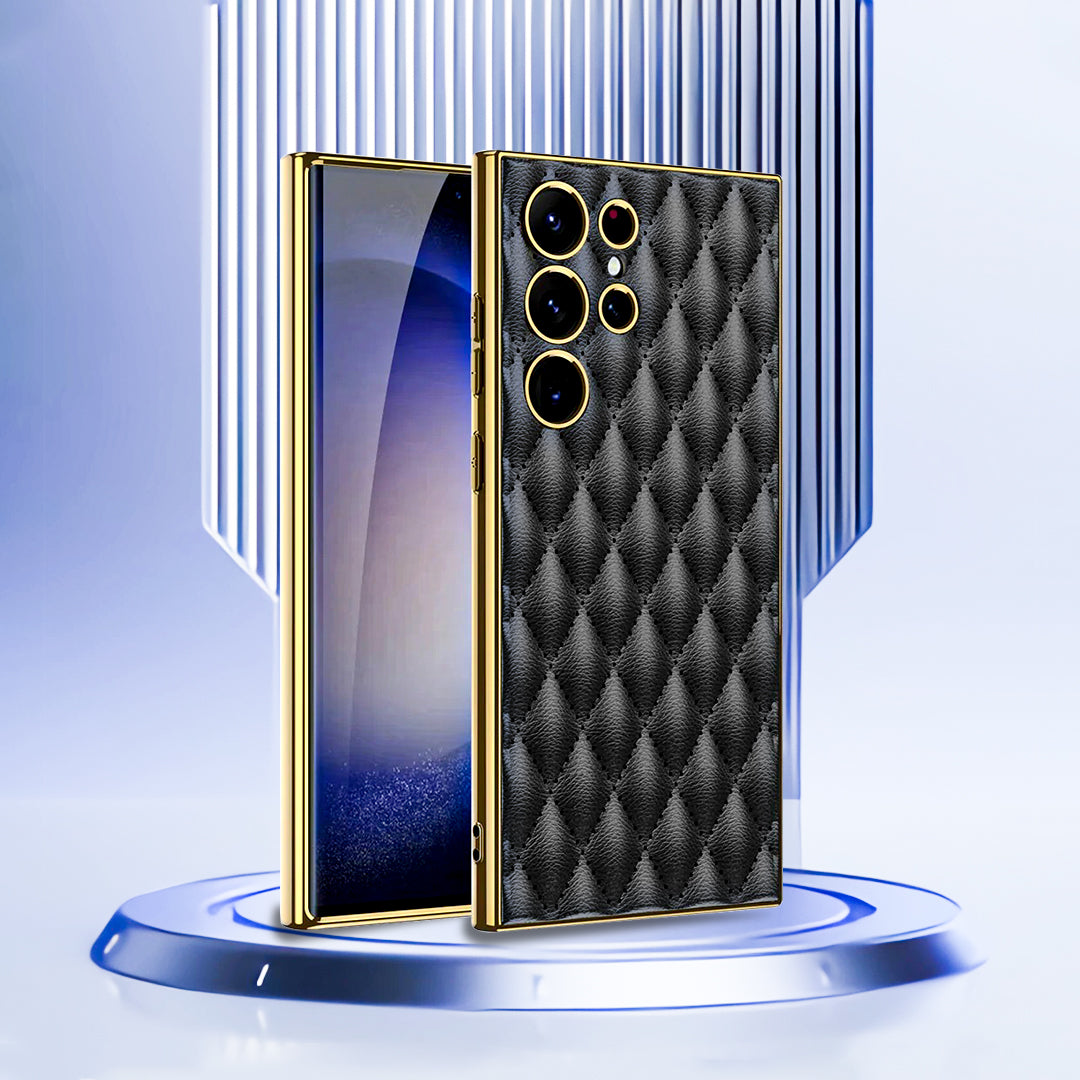 Galaxy S23 Ultra Electroplated Leather Soft Shell Shockproof Back Case