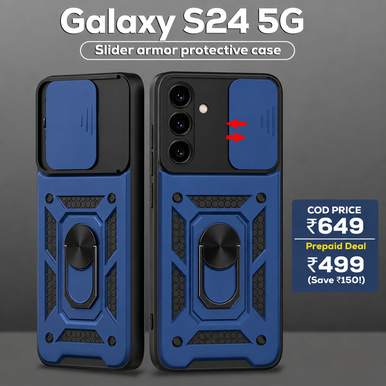 Samsung Galaxy S24 5g Armor Military-grade Case With Sliding Camera Cover & 360 Kickstand