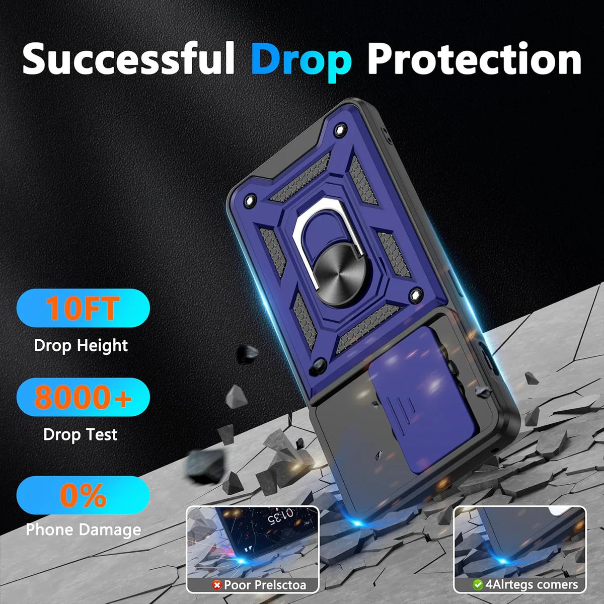 ONEPLUS NORD CE4 LITE 5G Armor Military-grade Case With Sliding Camera Cover & 360 Kickstand