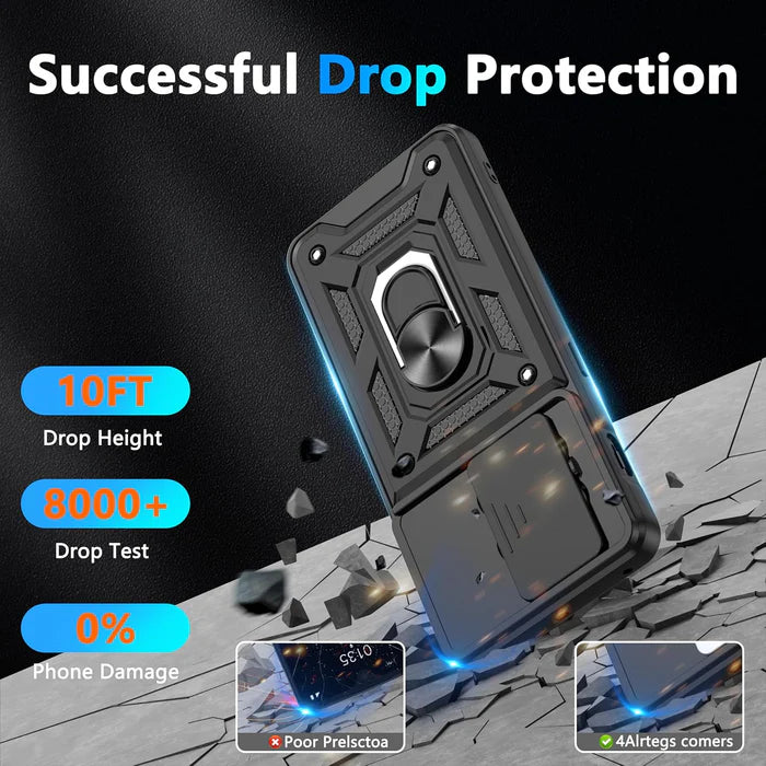 Motorola Edge 50 Fusion 5G Armor Military-grade Case With Sliding Camera Cover & 360 Kickstand