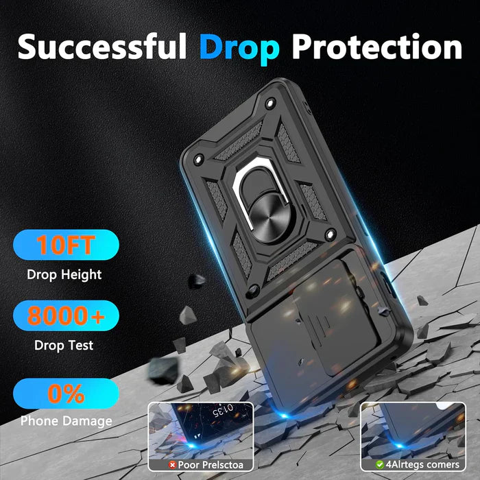 VIVO V29 5G Armor Military-grade Case With Sliding Camera Cover & 360 Kickstand-BLACK