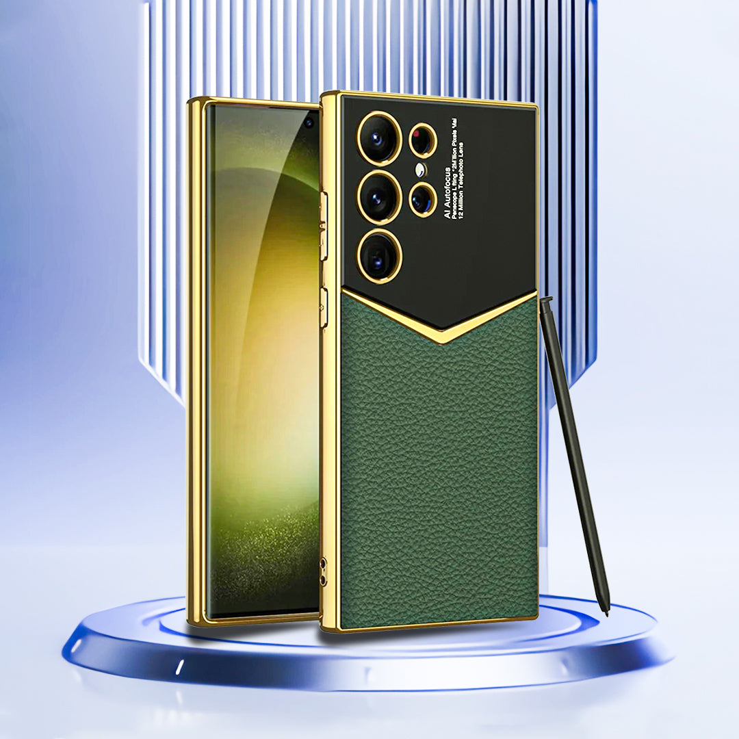 SAMSUNG GALAXY S23 ULTRA Gold ELECTROPLATED LEATHER CASE