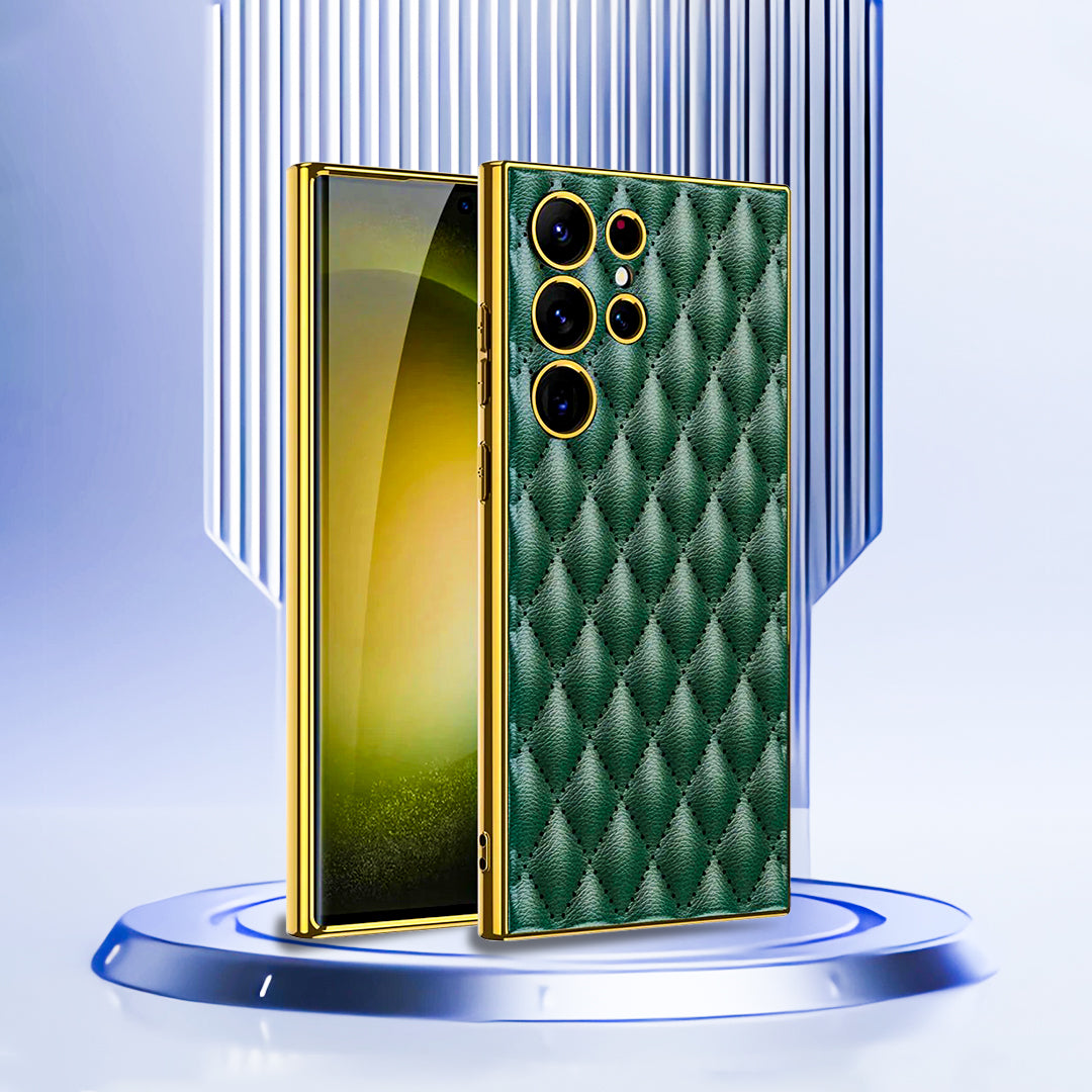 Galaxy S23 Ultra Electroplated Leather Soft Shell Shockproof Back Case