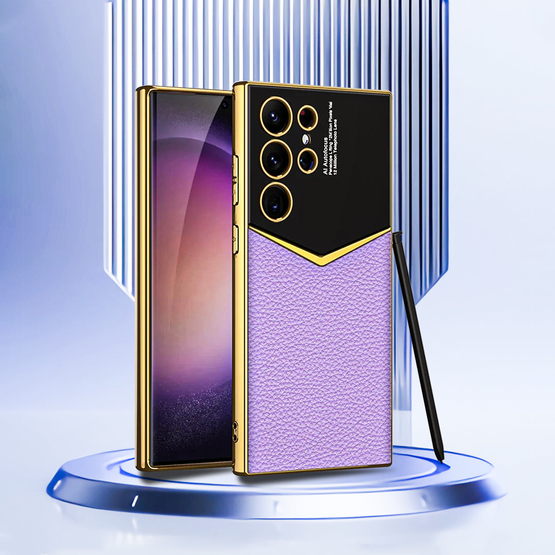 SAMSUNG GALAXY S23 ULTRA Gold ELECTROPLATED LEATHER CASE