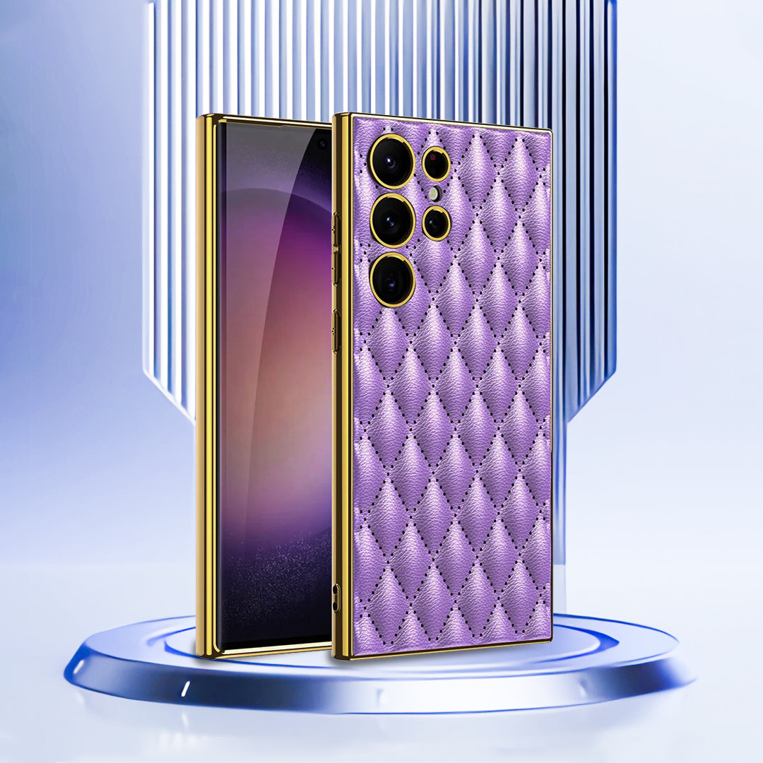 Galaxy S23 Ultra Electroplated Leather Soft Shell Shockproof Back Case