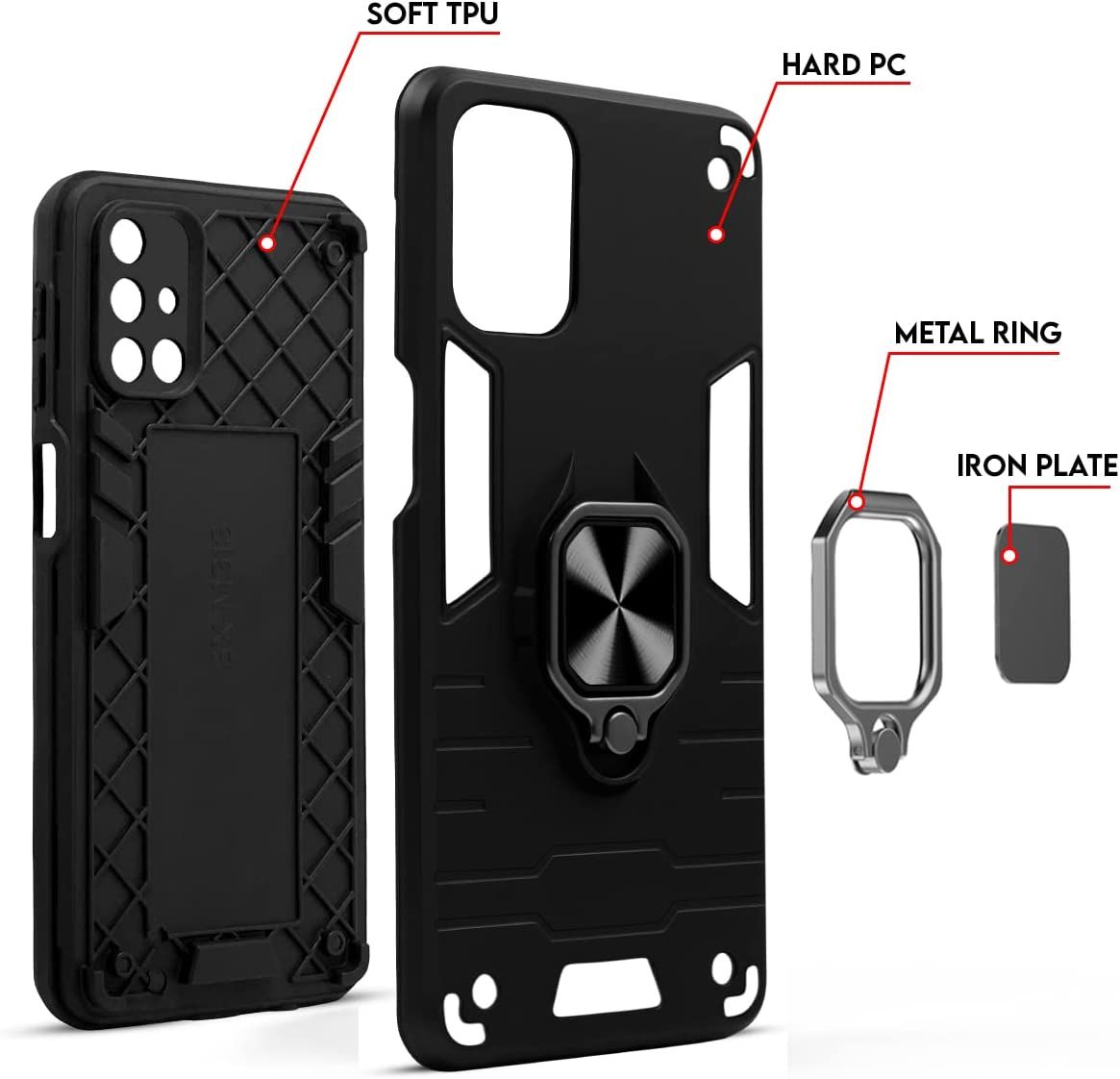 Galaxy A33 5G Black Panther Metal Bracket Shockproof Protective Back Case