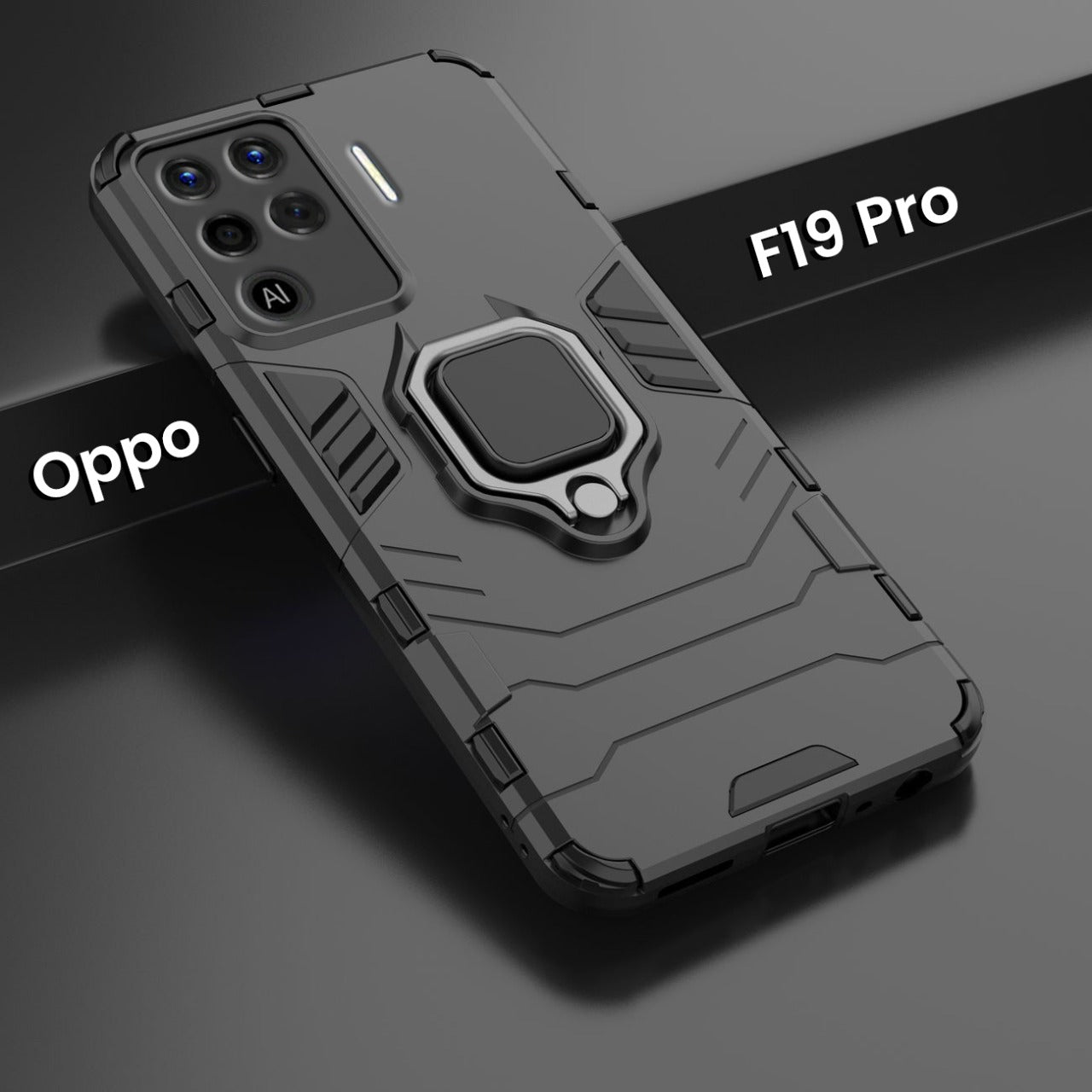 oppo F19 pro Armour Iron Man Case With Ring Holder