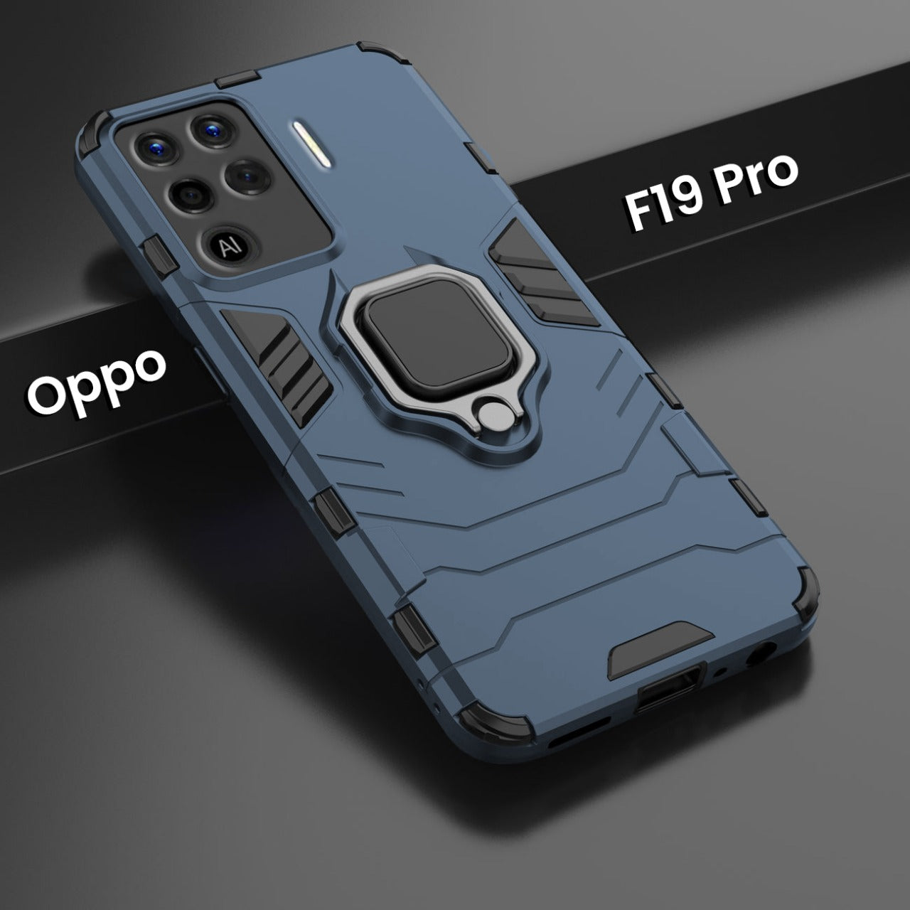 oppo F19 pro Armour Iron Man Case With Ring Holder