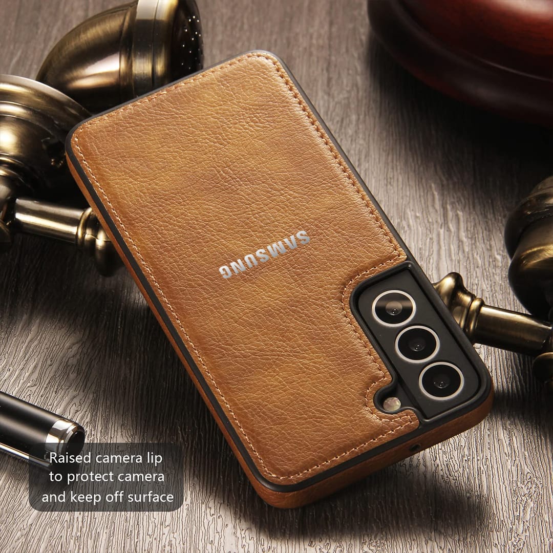 Galaxy S23 5G Drop Protection | Raised Camera Edges Protective Back Leather Case