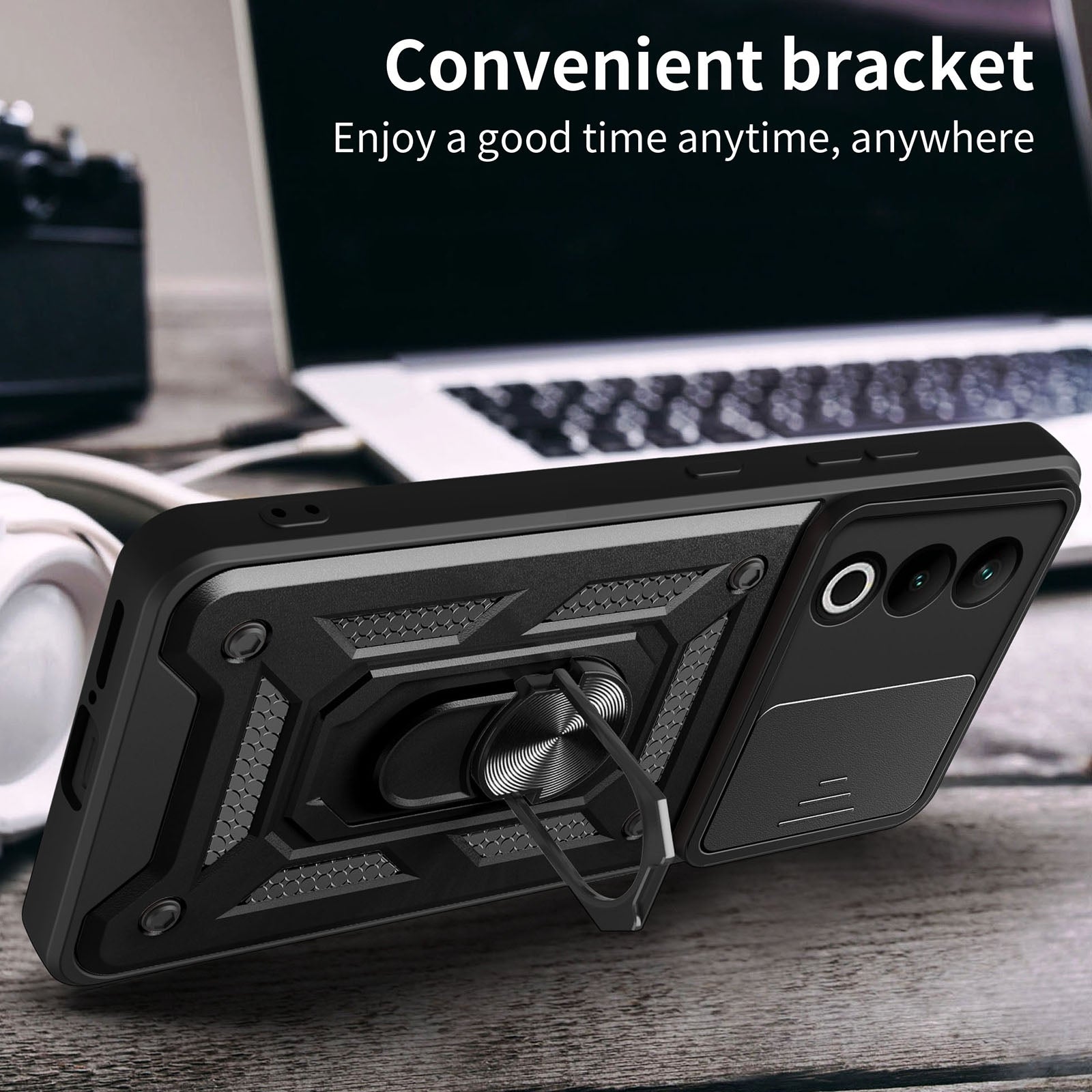 ONEPLUS NORD CE4 LITE 5G Armor Military-grade Case With Sliding Camera Cover & 360 Kickstand