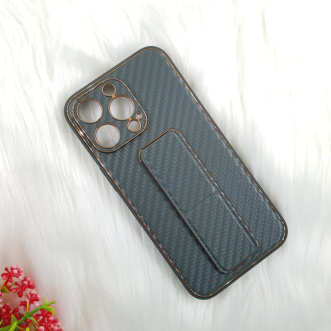 Tempered Shop- iPhone13/iPhone13 pro/iPhone 13 pro-max Carbon Leather with Back Stand case