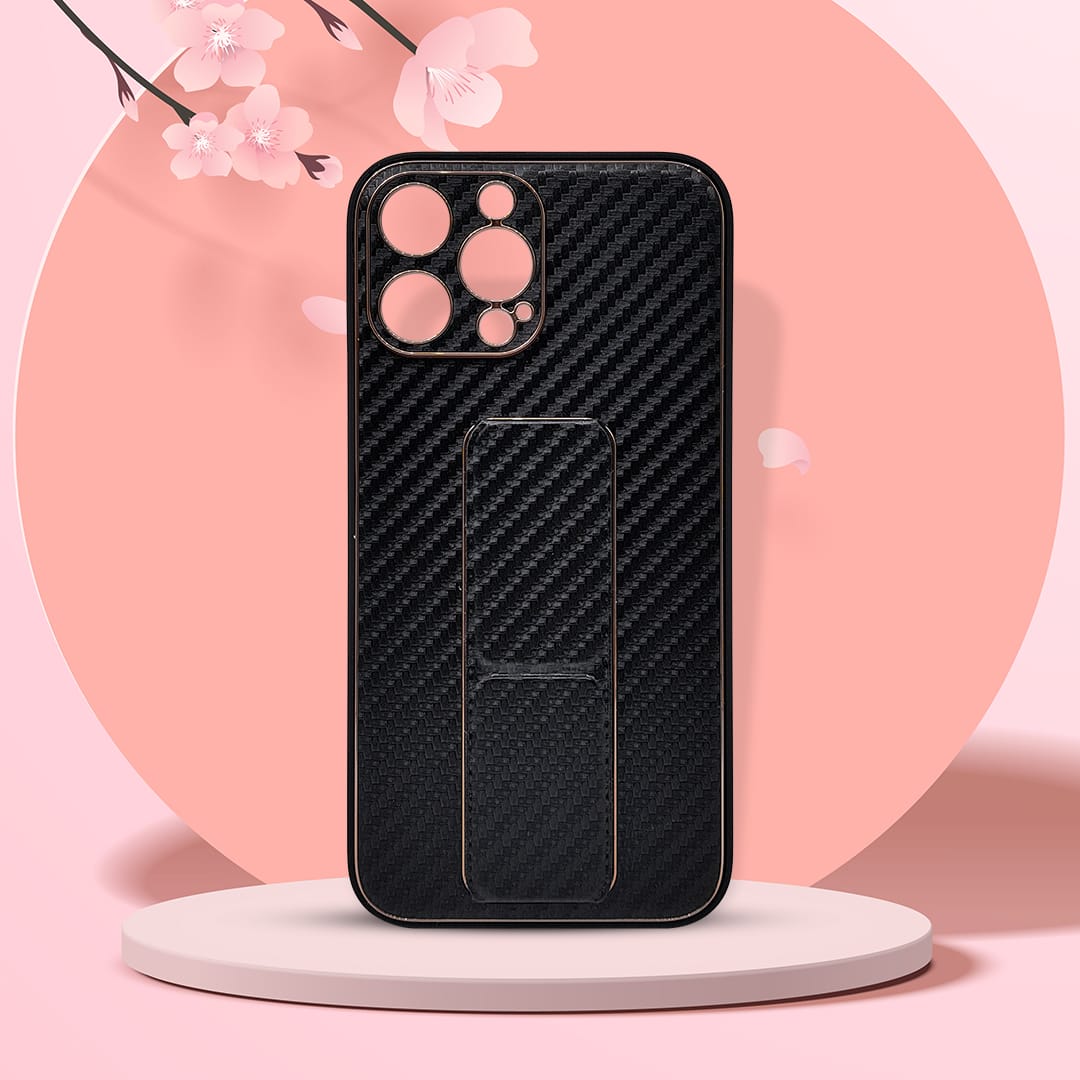 Tempered Shop- iPhone13/iPhone13 pro/iPhone 13 pro-max Carbon Leather with Back Stand case