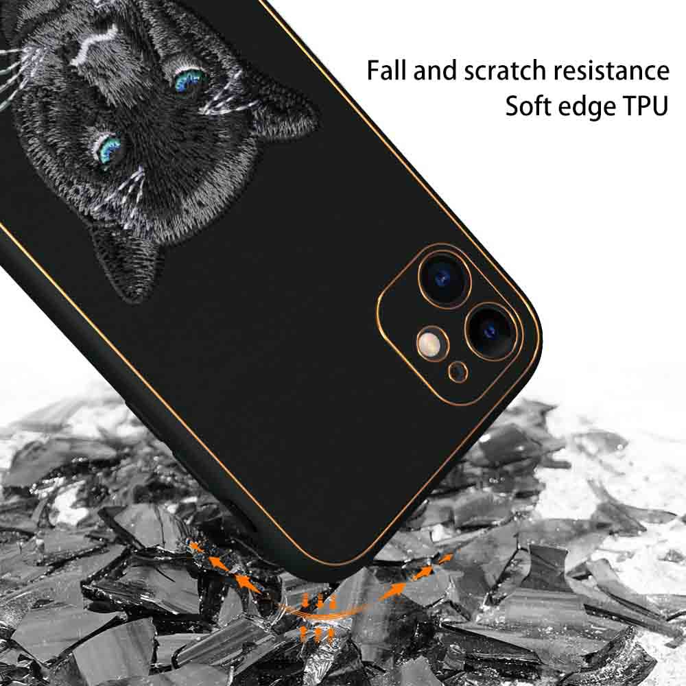 IPhone 11 New Luxury Embroidery Soft Leather Back Case Cover