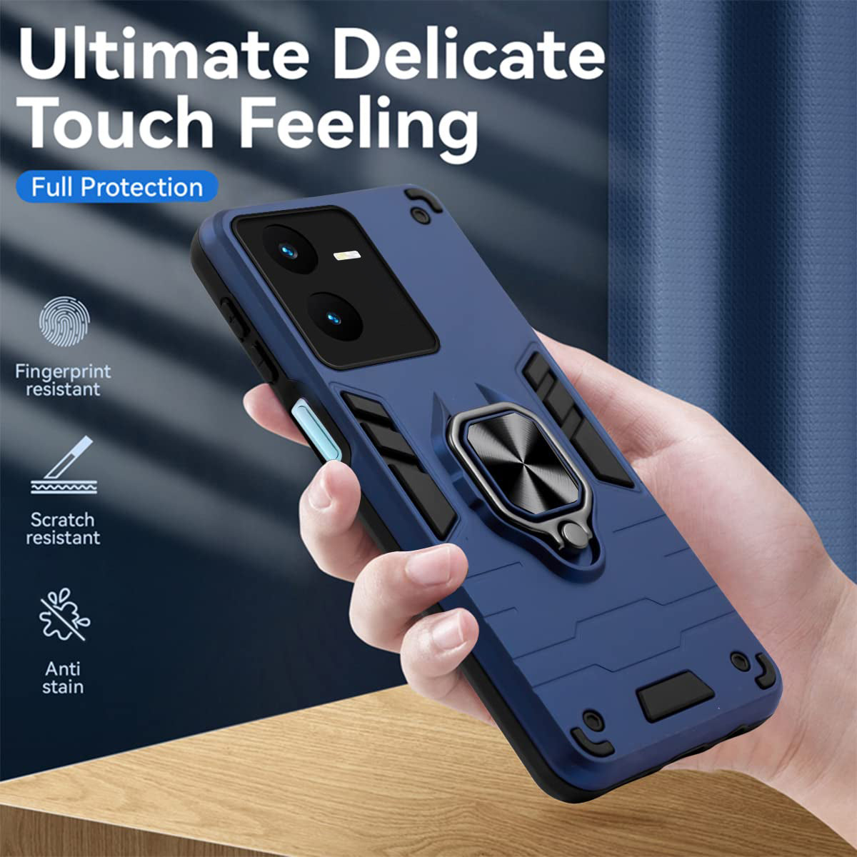 Vivo Y22 Black Panther Metal Bracket Shockproof Protective Back Case