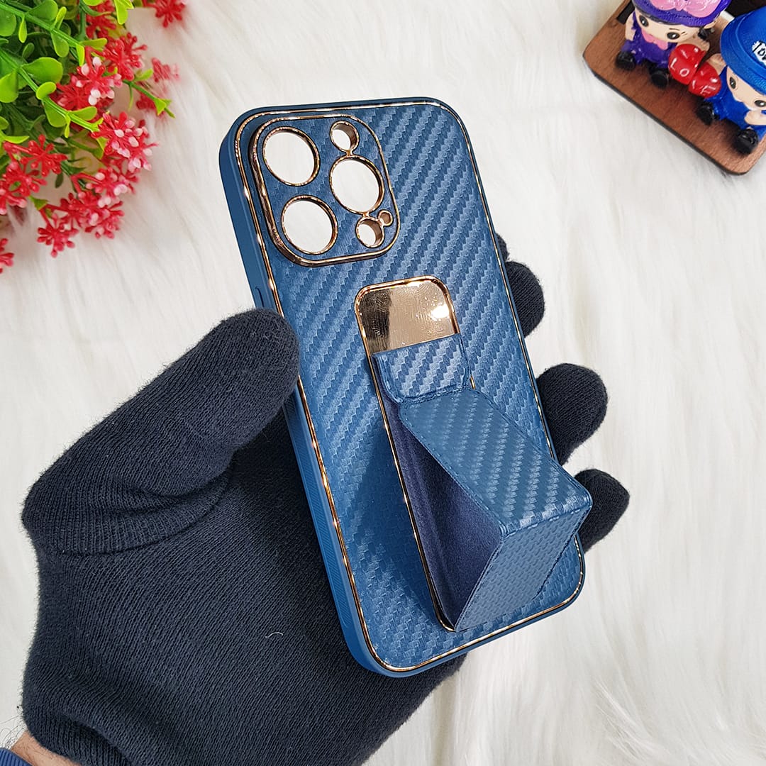 Tempered Shop- iPhone13/iPhone13 pro/iPhone 13 pro-max Carbon Leather with Back Stand case