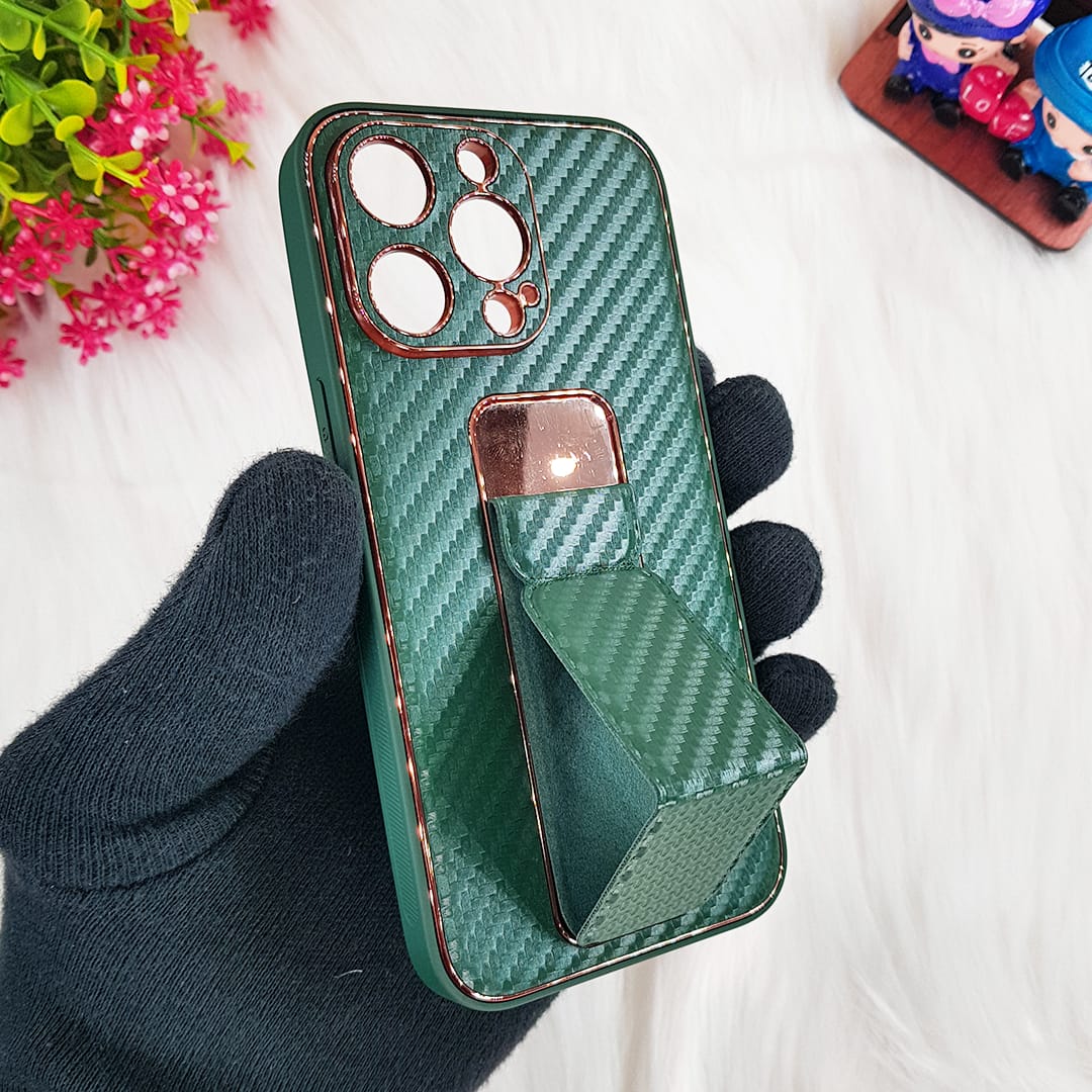 Tempered Shop- iPhone13/iPhone13 pro/iPhone 13 pro-max Carbon Leather with Back Stand case