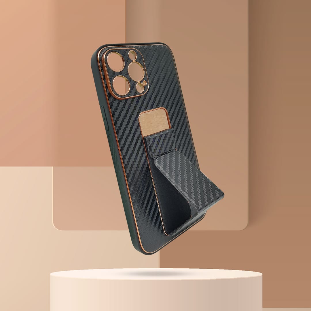 Tempered Shop- iPhone13/iPhone13 pro/iPhone 13 pro-max Carbon Leather with Back Stand case