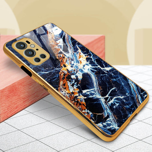 Tempered Shop- OnePlus 9 Pro Blue Marble Pattern Glass Protective Case/Cover