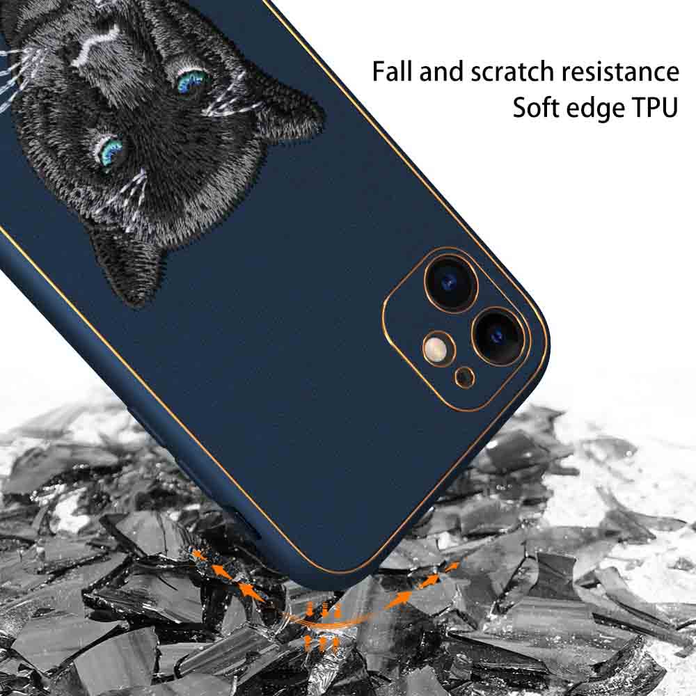 IPhone 11 New Luxury Embroidery Soft Leather Back Case Cover