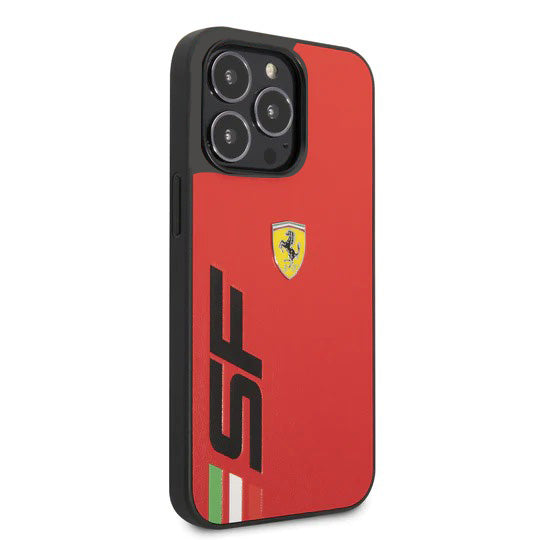 IPHONE 14/14 PRO/14 PRO MAX - LEATHER CASE PRINTED BIG SF LOGO - FERRARI