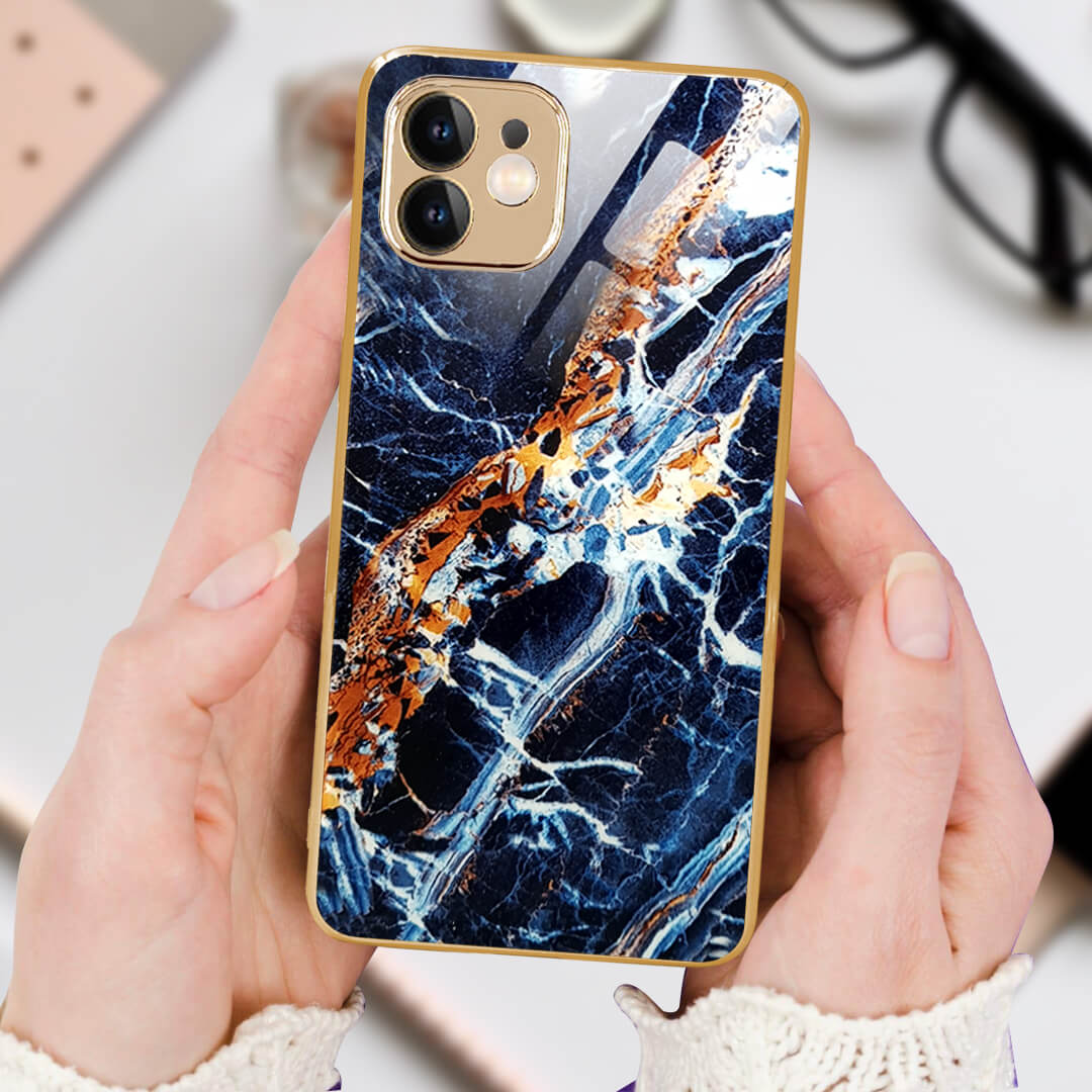 Tempered Shop iPhone-11 Cluster Pattern Protective Glass Back Cover/Case