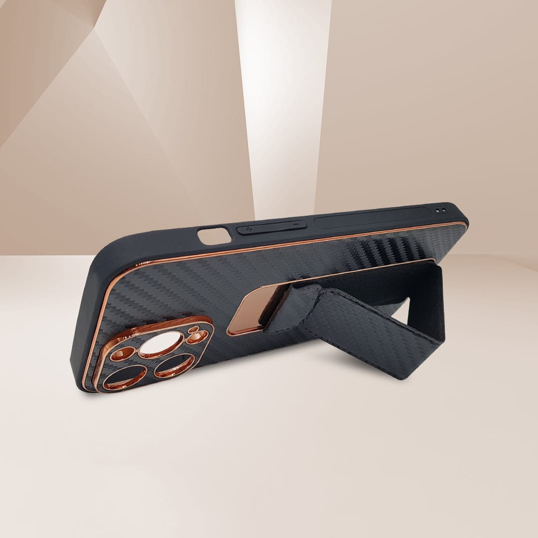 Tempered Shop- iPhone13/iPhone13 pro/iPhone 13 pro-max Carbon Leather with Back Stand case