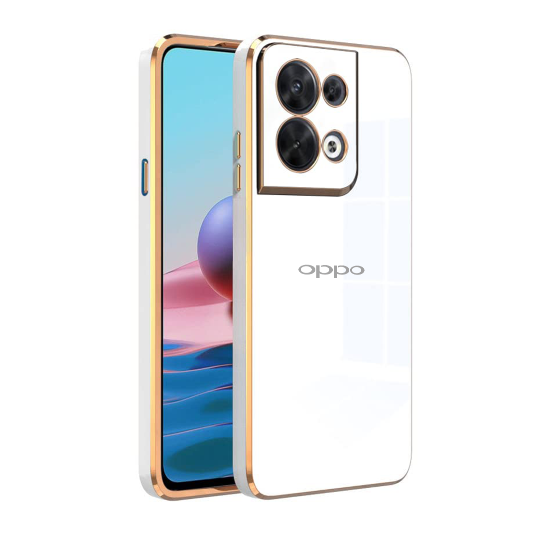 RENO 8 ULTRA-SHINE GOLD ELECTROPLATED LUXURIOUS BACK CASE WITH CAMERA PROTECTION