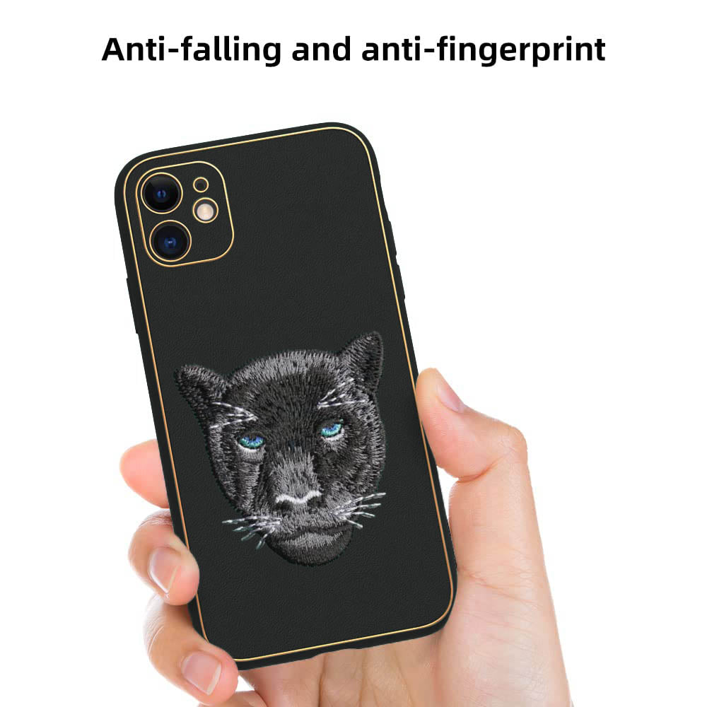 IPhone 11 New Luxury Embroidery Soft Leather Back Case Cover