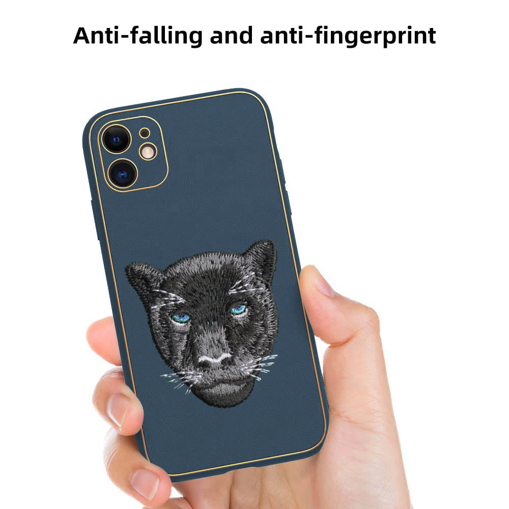 IPhone 11 New Luxury Embroidery Soft Leather Back Case Cover