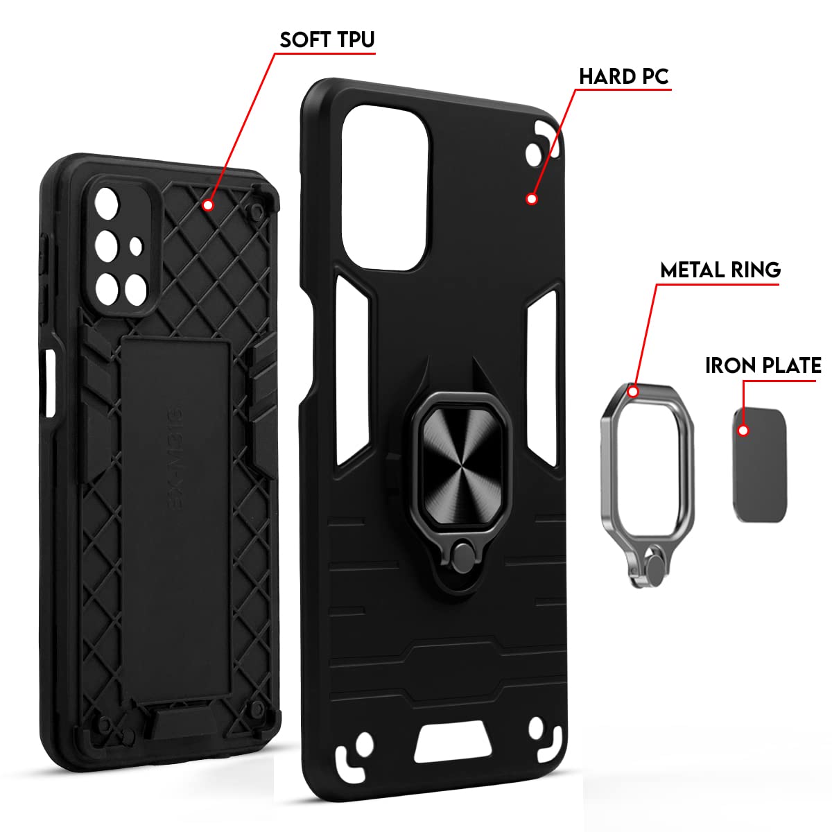 Vivo Y22 Black Panther Metal Bracket Shockproof Protective Back Case