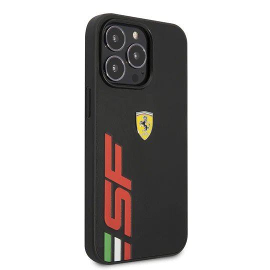 IPHONE 14/14 PRO/14 PRO MAX - LEATHER CASE PRINTED BIG SF LOGO - FERRARI
