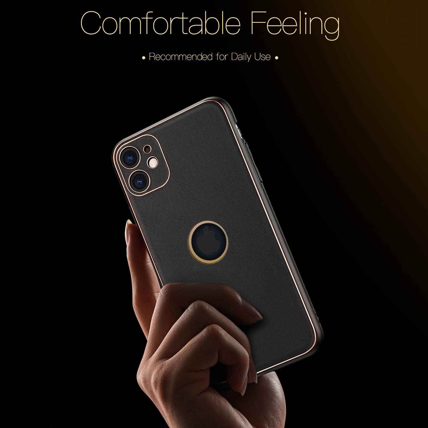 Tempered Shop-iPhone 12 Gold Electroplating Leather Chrome Back Cover